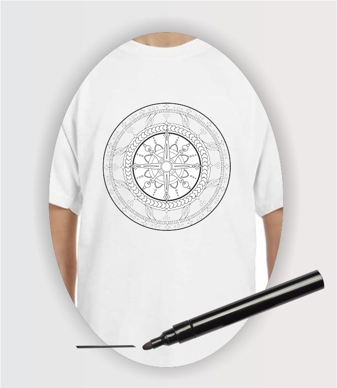 wearable art colouring t-shirt decorative mandala in adult sizes