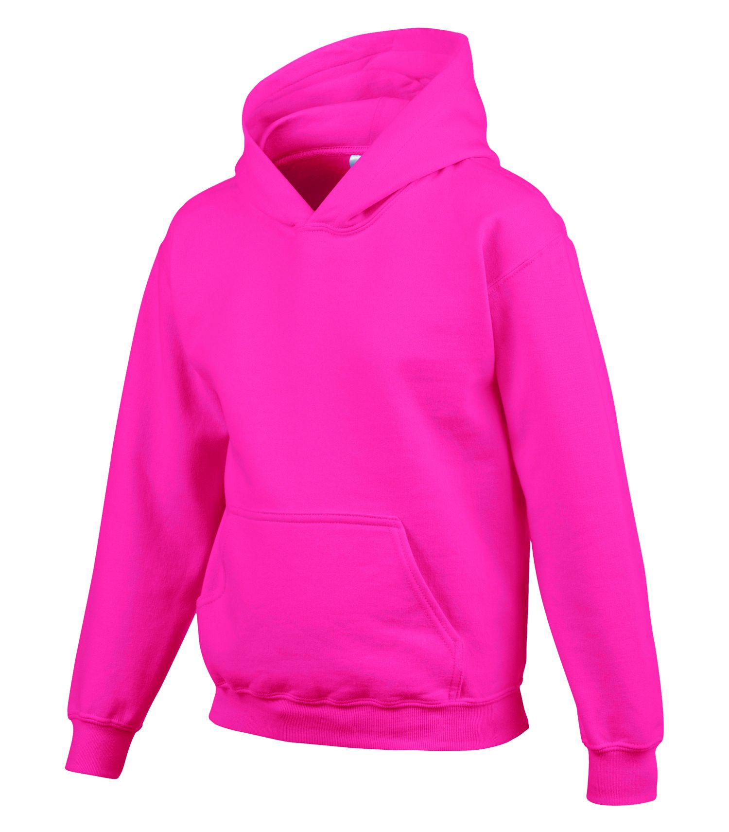 Gildan unisex youth hoodie heliconia pink colour