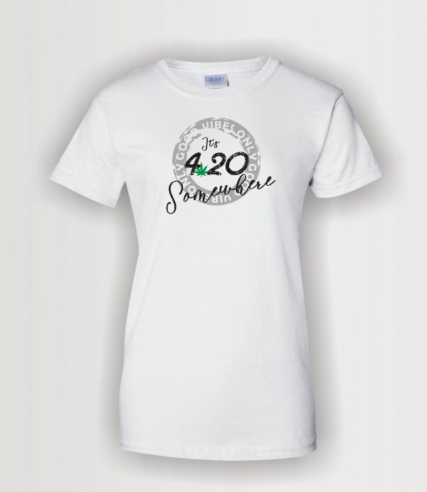 custom design t-shirt "420 somewhere" done in Siser HTV on Gildan white t-shirt