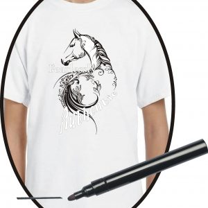 fearlessly authentic with a decorative horse on a white t-shirt, sublimation print