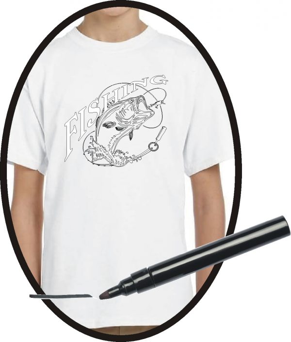 fish jumping sublimation print on white t-shirt DIY
