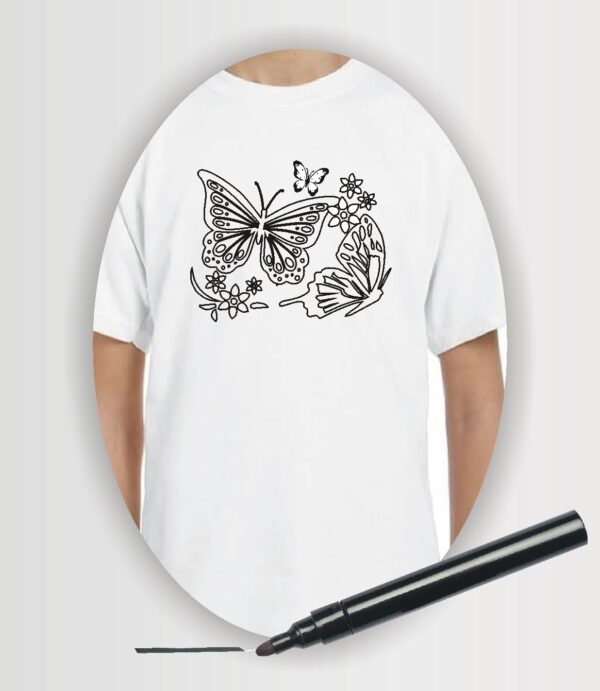 Wearable Art colouring t-shirt option #2 butterflies