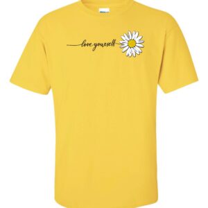 custom love yourself whimsical daisy inspirational t-shirt