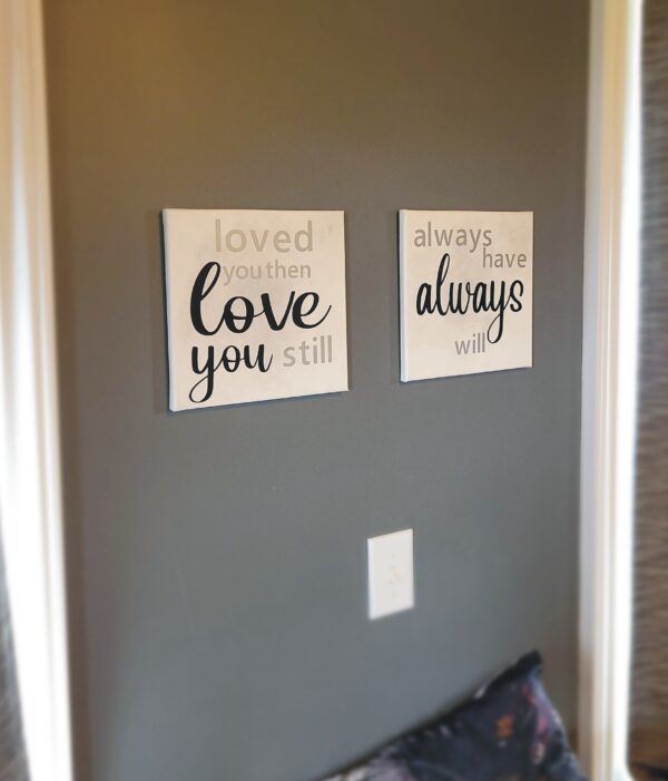 custom hand painted stretched canvas wall art set displayed