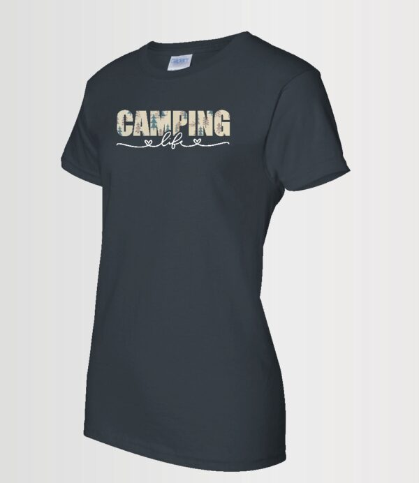 custom design sublimation print decal "camping life" with Siser brand vinyl on Gildan black t-shirt