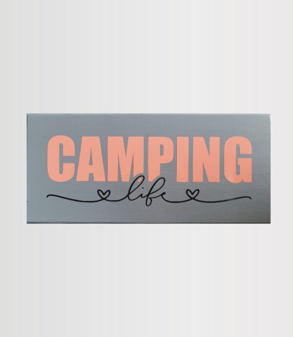 custom sign "camping life" small wood sign, painted with vinyl lettering applied