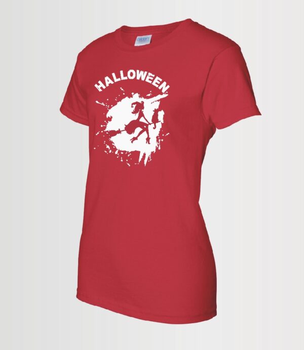 custom halloween t-shirt glow-in-the-dark Siser HTV on Gildan red ladies t-shirt