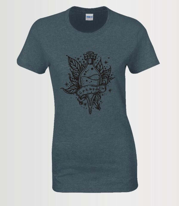 custom potion t-shirt on dark heather grey Gildan t-shirt in black Siser HTV