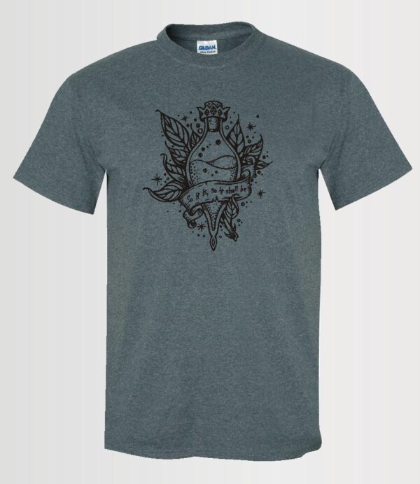 custom potion t-shirt on dark heather Gildan t-shirt in black Siser HTV