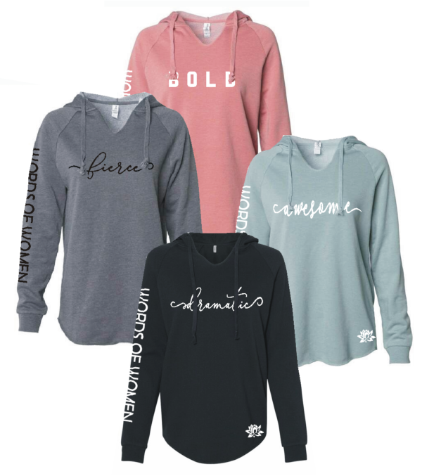 words of women custom hoodie four available colours
