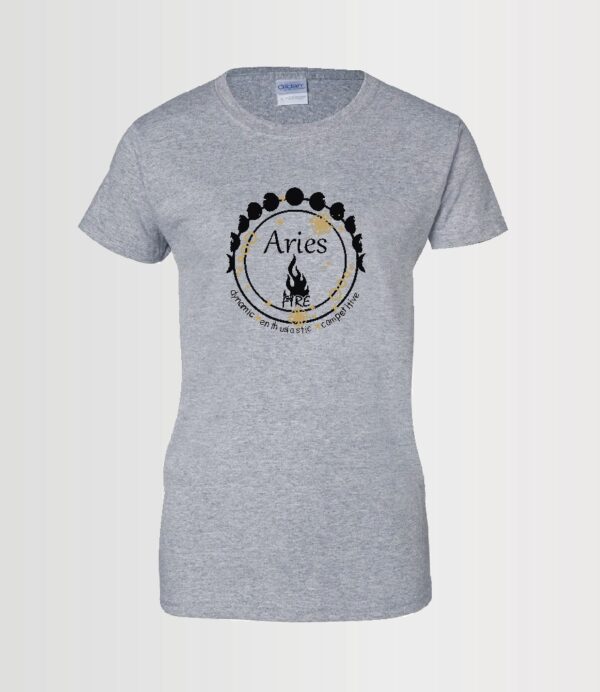 Aries zodiac sign custom t-shirt associated with the fire element on sport grey