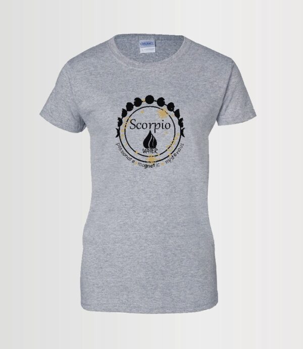 Scorpio zodiac sign custom t-shirt associated with the water element on sport grey