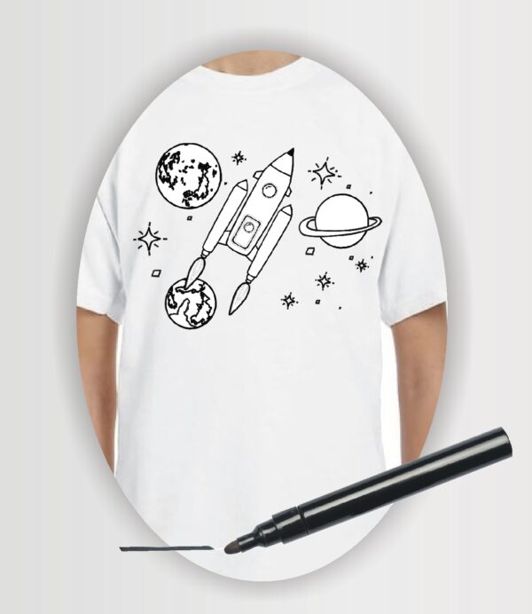 space ship colouring t-shirt
