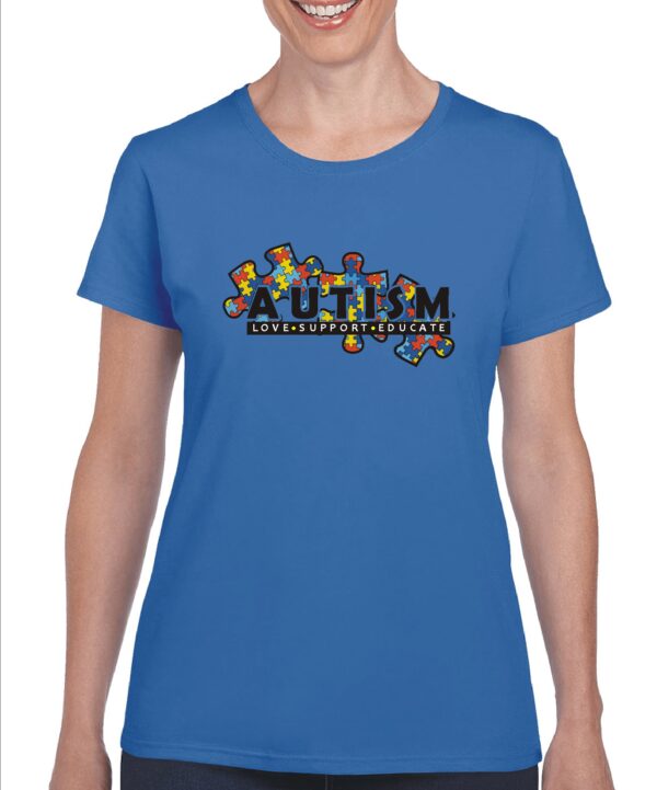 ladies autism awareness custom royal blue t-shirt