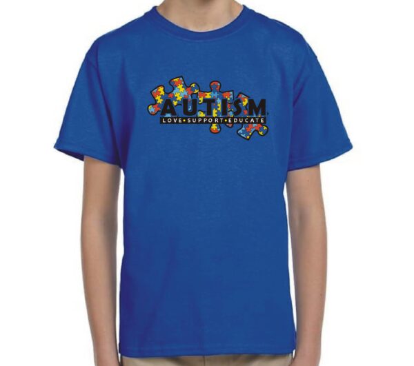 youth autism awareness custom royal blue t-shirt