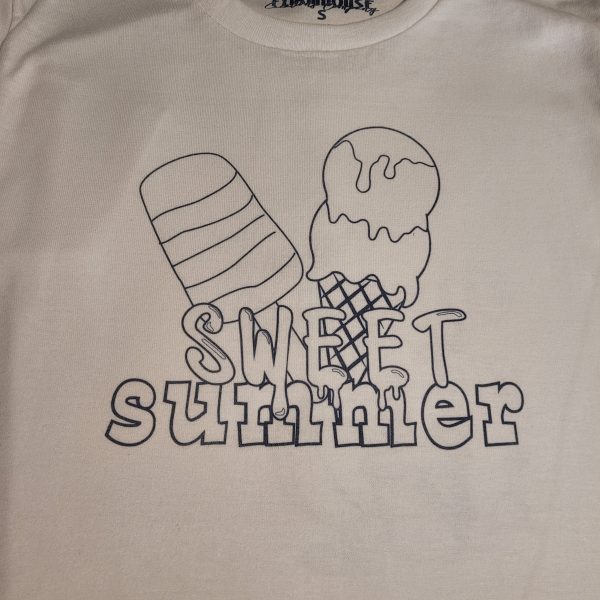 closeup of sweet summer coloring t-shirt