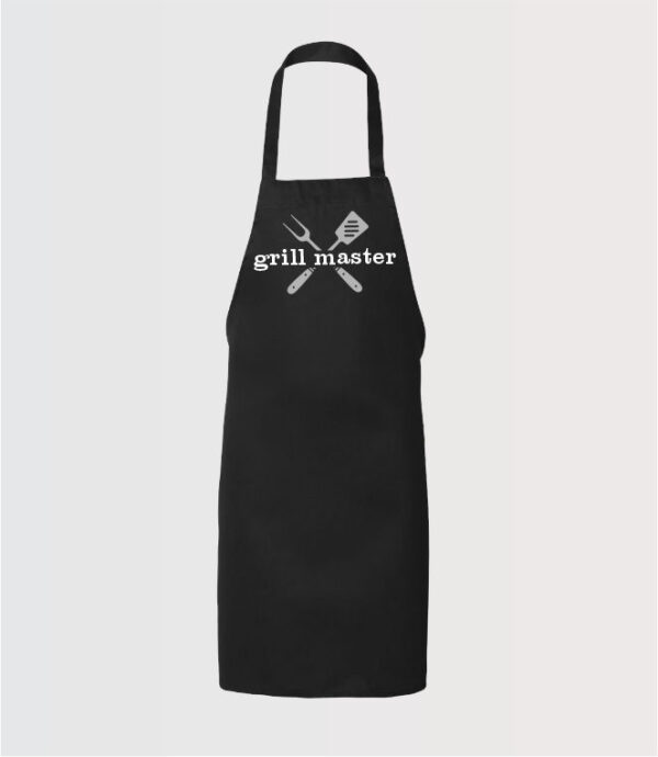 personalized full apron with grill master in light grey and white HTV