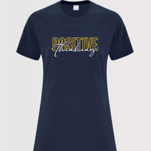 positive thinking inspirational graphic t-shirt ladies style navy blue